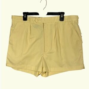 Pierre Cardin Pleated‎ Shorts Mens 38 Yellow Vintage Embroidered Logo Preppy